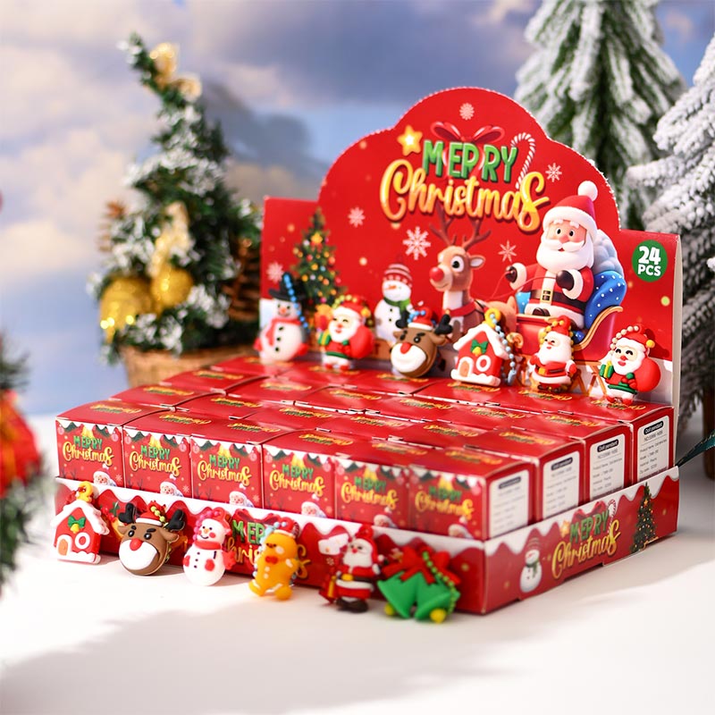 Christmas Party Keychain Gift Set – 24 Piece Holiday Surprise Key Ring Collection for Stocking Stuffers, Party Favors and Festive Gift Giving