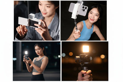 Mini Magnetic LED Light – 5600K Rechargeable Camera Fill Light with Cold Shoe Mount for Vlogging and Photography