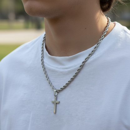 Stainless Steel Cross Necklace – Minimalist Gold Tone Pendant Jewelry for Men and Women, Stylish Everyday Choker Gift Accessory