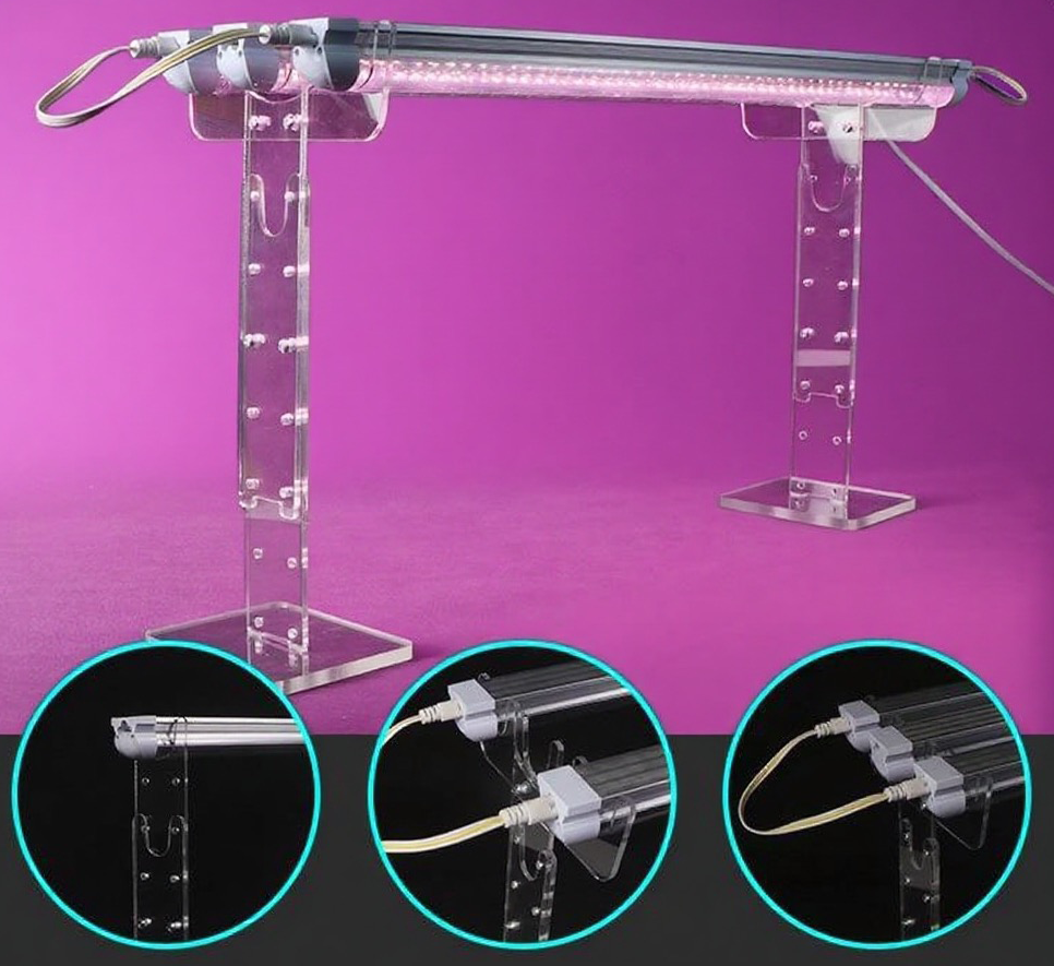 Adjustable Grow Light Stand – Sturdy Plant Lamp Holder Rack for Indoor Gardening, Hydroponics and Seedling Growth with Flexible Height and Hanging Support