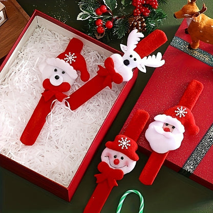 Christmas Slap Bracelet Set – Cartoon Holiday Party Favor Wristbands for Kids, Stocking Stuffers and Festive Fun