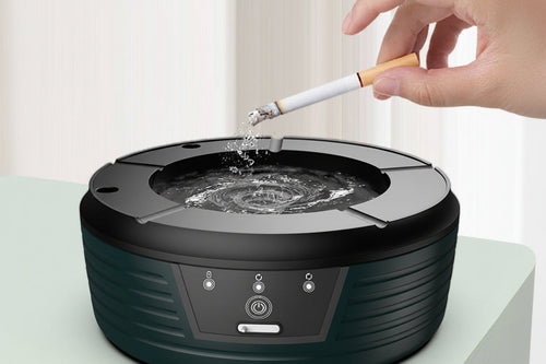 Smart Air Purifying Ashtray – Windproof Automatic Smoke Ashtray with Filter and Auto-Cleaning Function for Home, Office and Indoor Use
