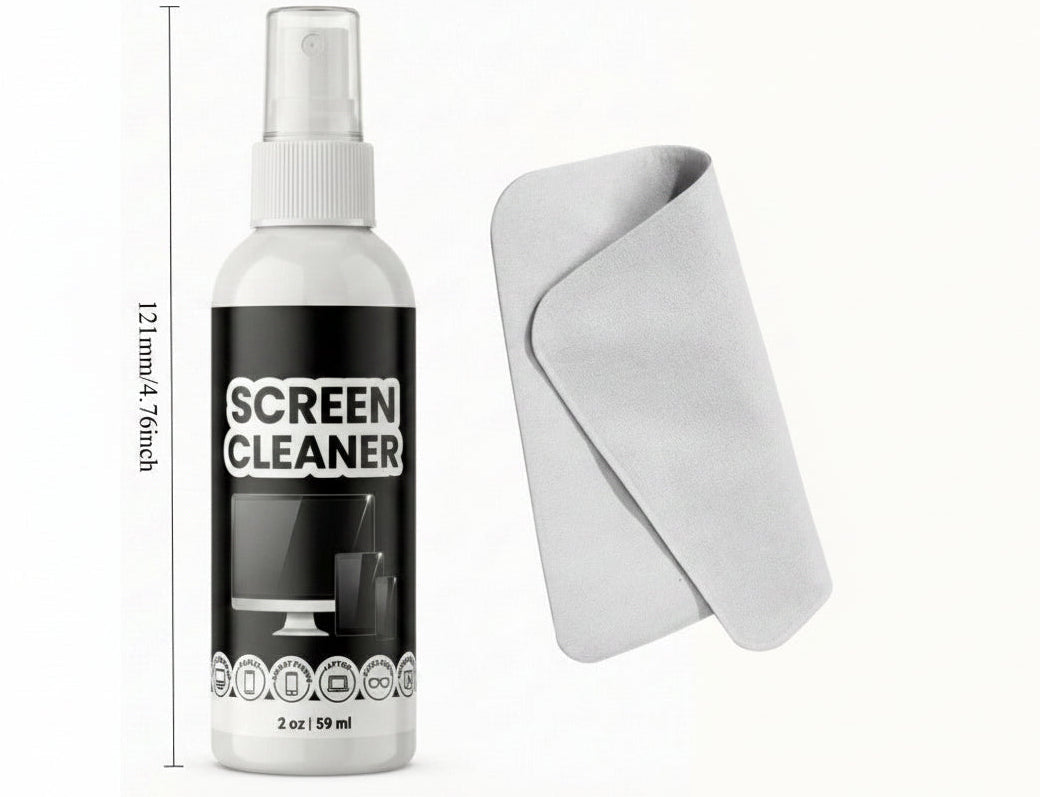 Screen Cleaner Kit – Streak-Free Spray and Polishing Cloth for MacBook, iPad, iPhone, Laptop, Monitor and TV Display Care
