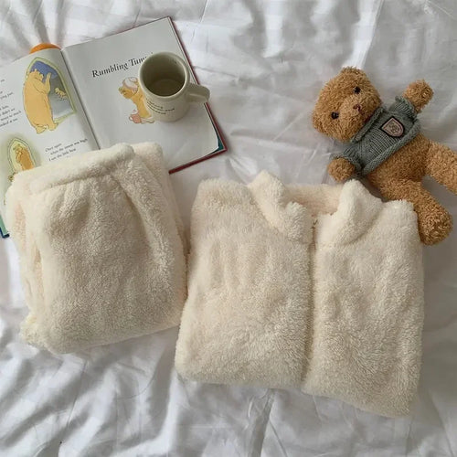 Women’s Turtleneck Pajama Set – Thick Warm Korean Sleepwear for Cozy Winter Lounging and Relaxation