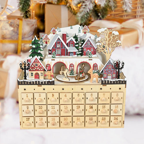 Wooden 24 Drawer Advent Calendar – Refillable Christmas Countdown Organizer for Holiday Surprises and Family Traditions
