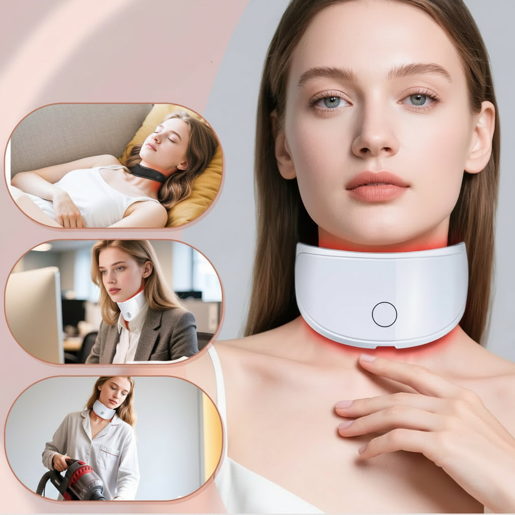 LED Neck Beauty Mask – Photon Light Skin-Care Device for Neck Firming, Brightening Appearance, Rejuvenation Routines and At-Home Wrinkle-Care Support