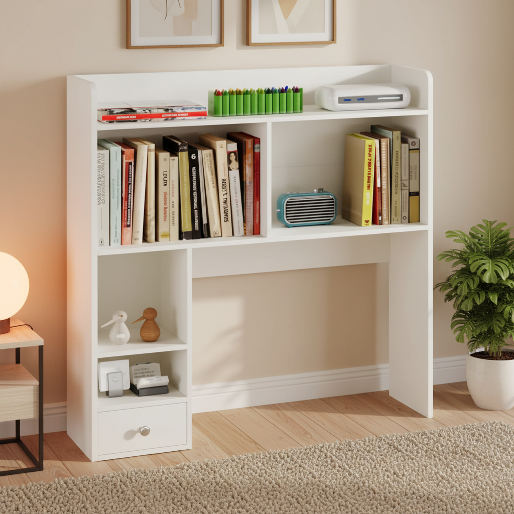 Desktop Shelf Organizer – 5-Tier Wood Desk Hutch and Display Rack for Books, Computer Accessories, Office Supplies and Home Workspace Storage