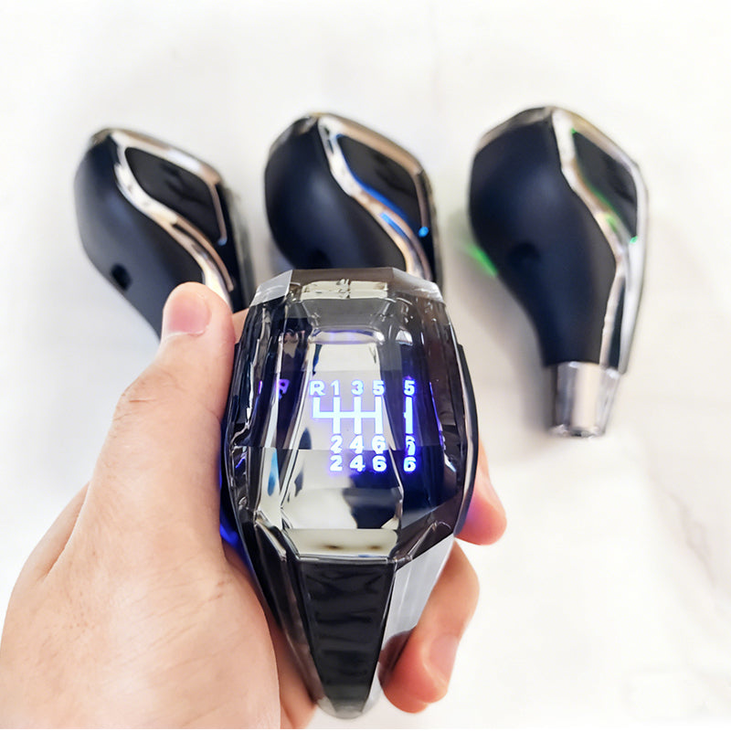 Seven-Color LED Crystal Shift Knob – Universal Illuminated Gear Shifter Handle Compatible with 8mm, 10mm and 12mm Shift Rods