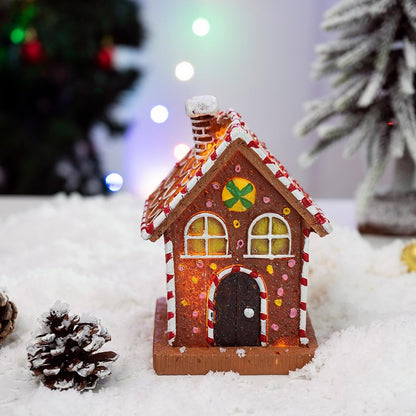 Resin Christmas House Sculpture – Modern Holiday Tabletop Decoration for Living Rooms, TV Cabinets and Festive Displays