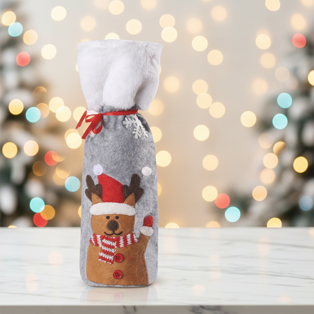 Christmas Wine Bottle Cover Set – Reusable Festive Santa Bottle Sleeves for Holiday Table Decor, Parties and Gift Presentation