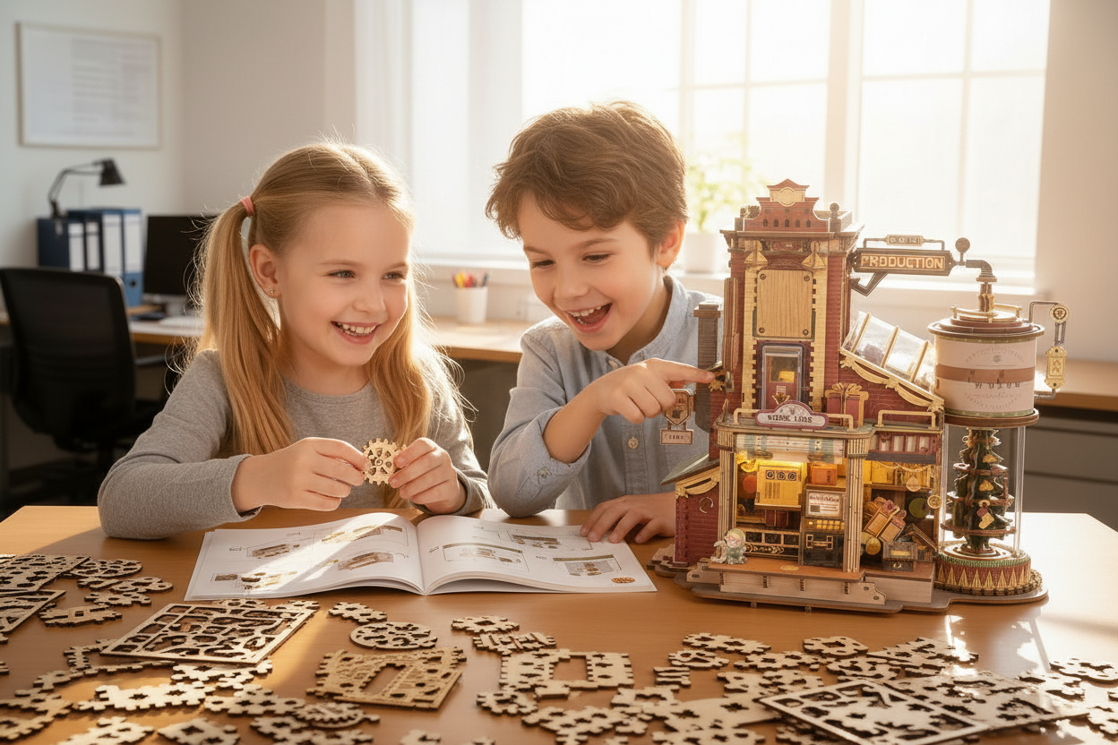 Christmas Wooden Music Box Puzzle – 3D DIY Model Kit with Musical Mechanism for Holiday Crafts, Display and Memorable Gifts