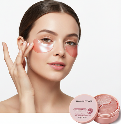 Pink Under-Eye Collagen Masks – Slip-Resistant Eye Patches for Dark Circles and Puffiness, Hydrating Skincare for a Youthful-Looking Eye Area