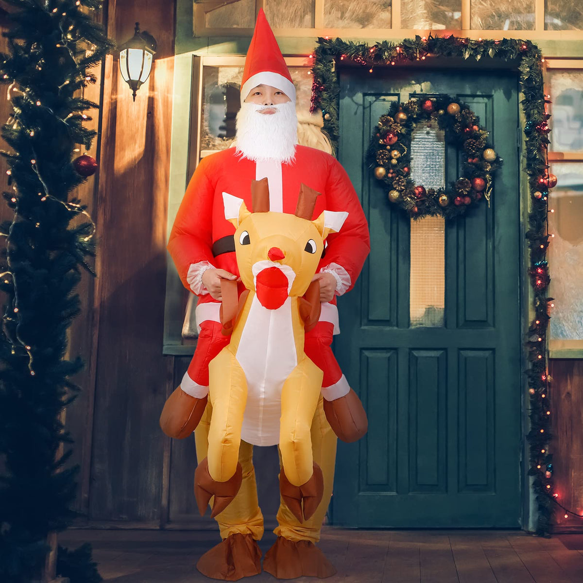 Inflatable Santa Claus Costume - Christmas Mascot Cosplay Outfit for Adults and Kids Holiday Celebrations