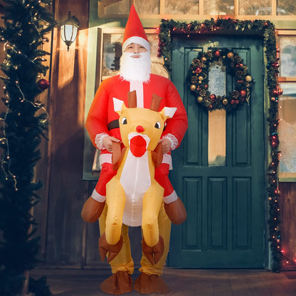 Inflatable Santa Claus Costume - Christmas Mascot Cosplay Outfit for Adults and Kids Holiday Celebrations