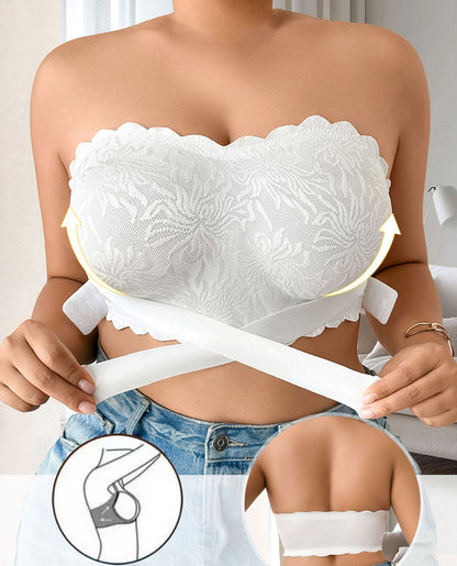 Plus-Size Strapless Adhesive Bra – Invisible 5XL Lace Stick-On Bustier with No-Slip Support for Backless Wedding Dresses, Formal Gowns and Party Outfits