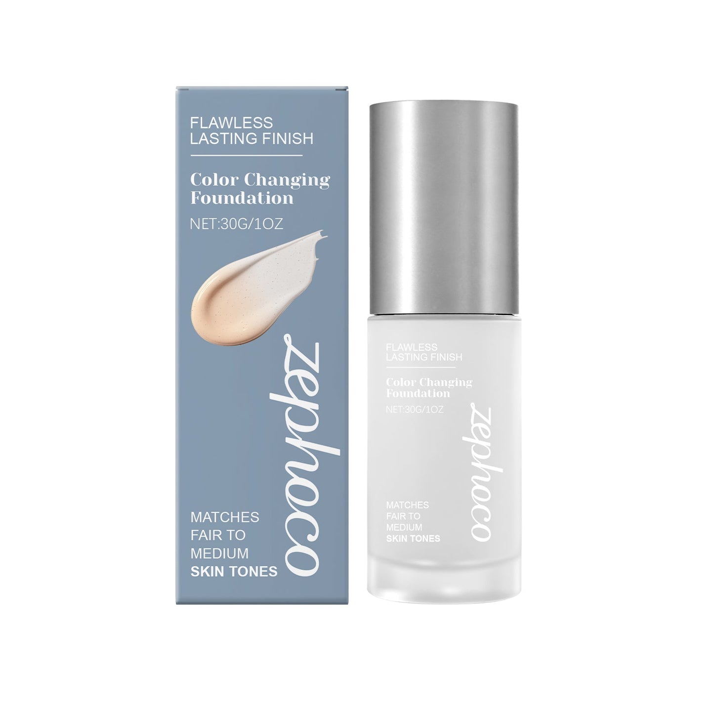 Color-Changing Foundation – Full-Coverage Lightweight Face Makeup that Brightens, Conceals Pores and Fine Lines for a Smooth Natural-Looking Everyday Finish