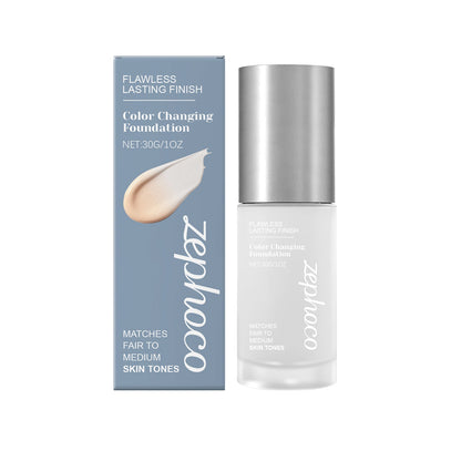 Color-Changing Foundation – Full-Coverage Lightweight Face Makeup that Brightens, Conceals Pores and Fine Lines for a Smooth Natural-Looking Everyday Finish