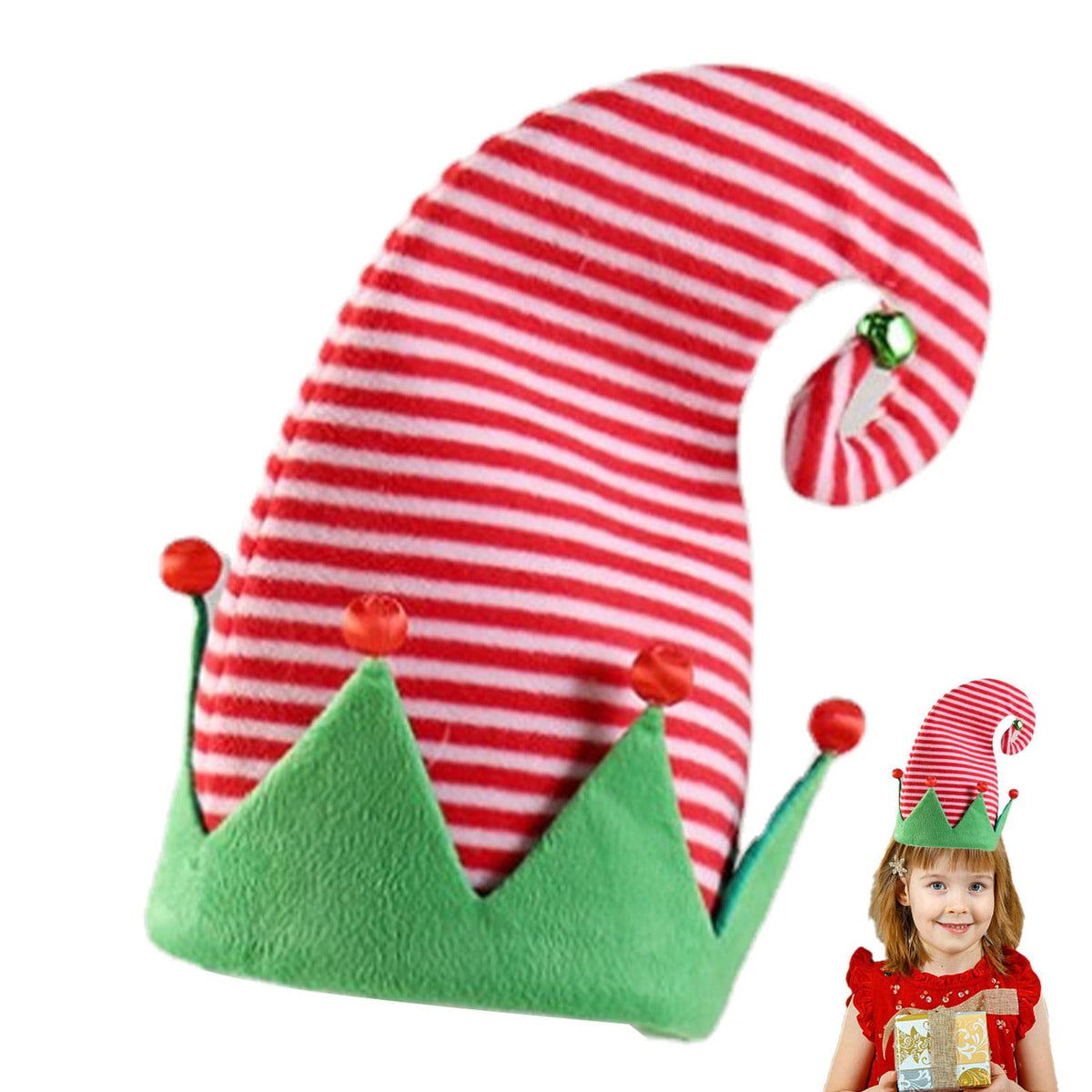Knitted Santa Elf Beanie – Red and Green Christmas Crochet Hat for Winter Warmth and Festive Holiday Celebrations