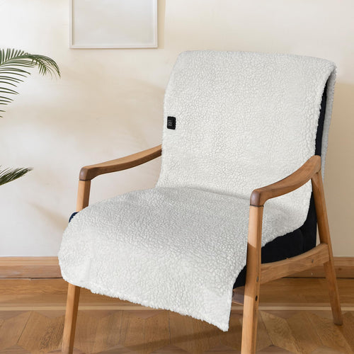 Electric Heated Sherpa Chair Pad - Adjustable Warming Cushion for Office Chairs, Sofas and Home Seating