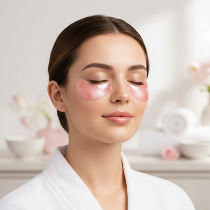 Pink Under-Eye Collagen Masks – Slip-Resistant Eye Patches for Dark Circles and Puffiness, Hydrating Skincare for a Youthful-Looking Eye Area