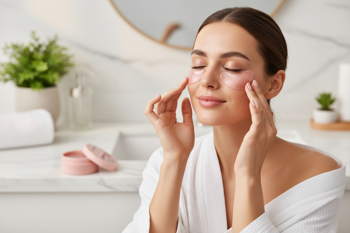 Pink Under-Eye Collagen Masks – Slip-Resistant Eye Patches for Dark Circles and Puffiness, Hydrating Skincare for a Youthful-Looking Eye Area