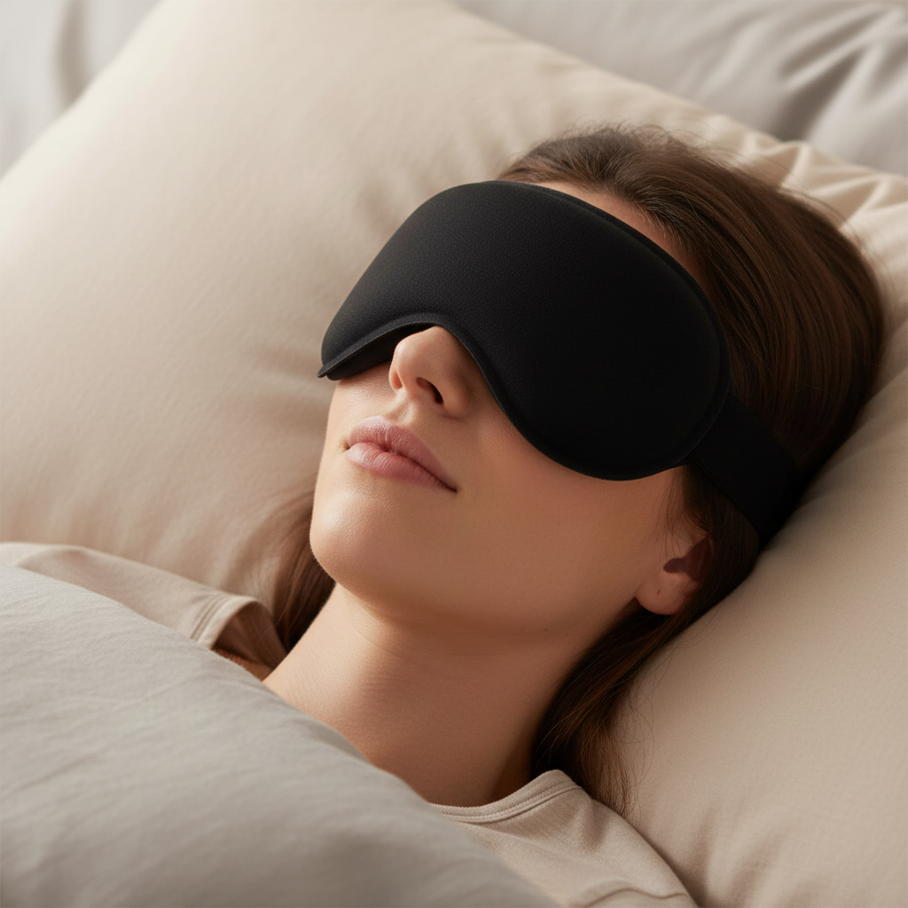 Weighted Blackout Sleep Mask – 3D Gravity Eye Cover with Ear Coverage for Side Sleepers, Travel, Relaxation and Comfortable Nighttime Rest