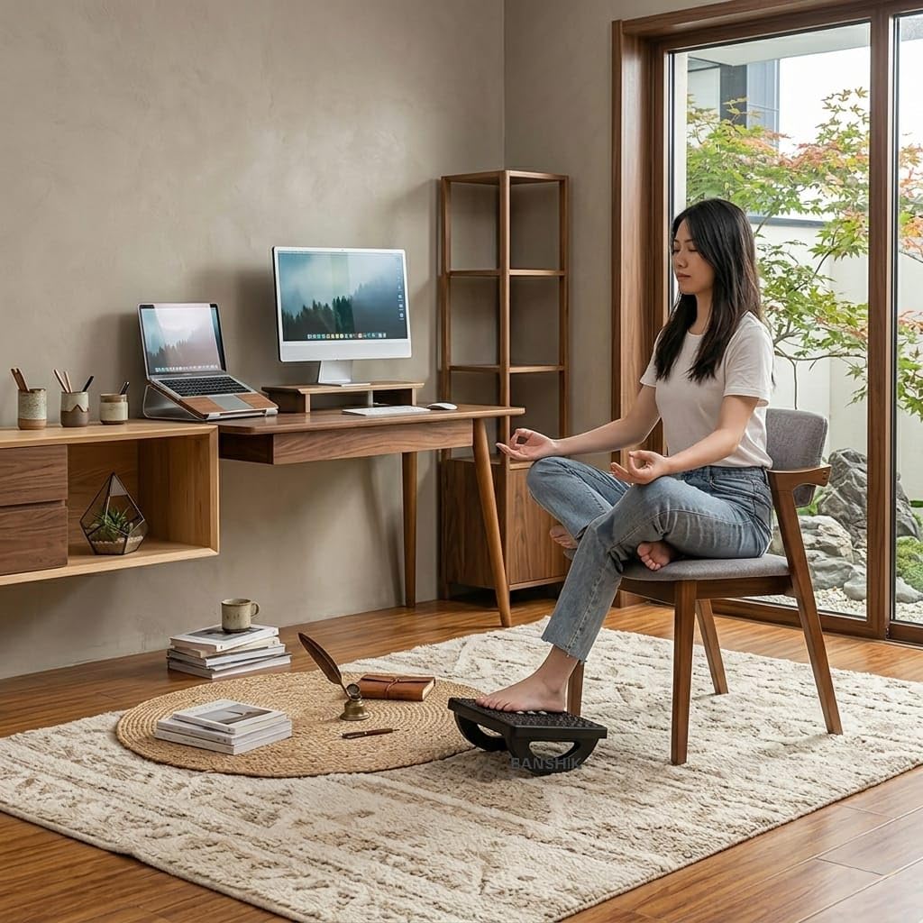 Ergonomic Under Desk Foot Rest – Rocking Foot Stool Balance Board for Comfortable Home Office Leg and Foot Support
