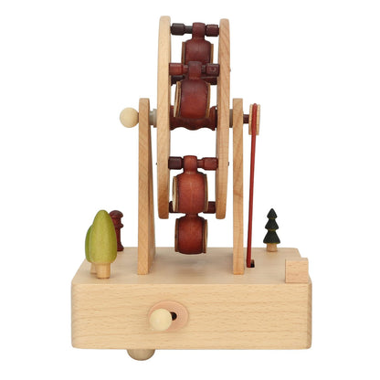 Hand Crank Windmill Music Box – Wooden Rotating Desktop Ornament for Home Decor and Memorable Gifts