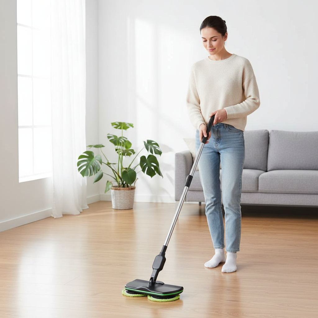 Cordless Electric Floor Scrubber – 2-in-1 Rechargeable Rotating Spin Mop for Powerful Hard Floor Cleaning, Polishing and Everyday Home Care