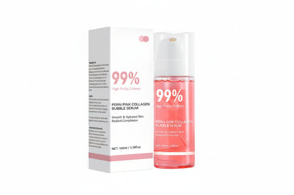 Pink Collagen Bubble Serum – PDRN and Low Molecular Collagen Glow Treatment for Firming, Hydration and Fast-Absorbing Facial Care