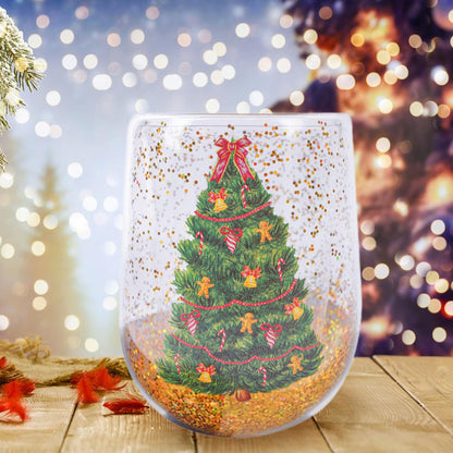 Double Wall Christmas Glass Mug – Heat Resistant Coffee and Tea Cup for Lattes, Hot Drinks and Holiday Entertaining