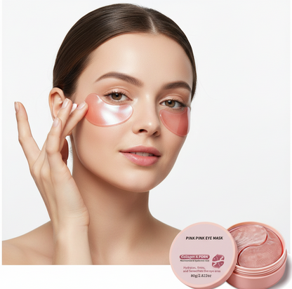Pink Under-Eye Collagen Masks – Slip-Resistant Eye Patches for Dark Circles and Puffiness, Hydrating Skincare for a Youthful-Looking Eye Area