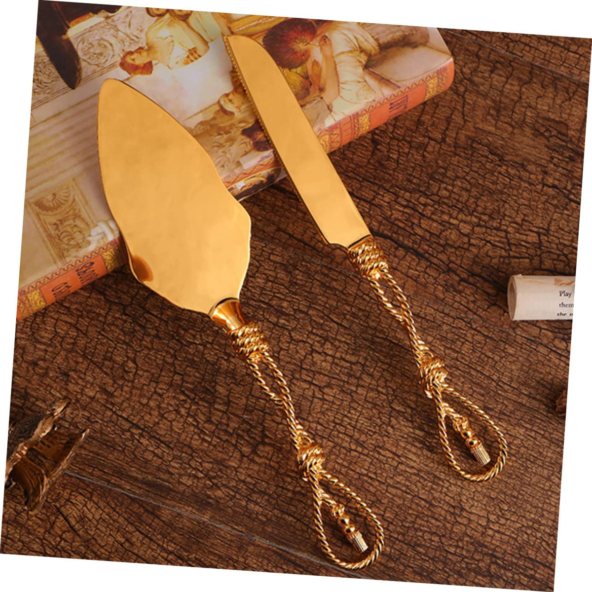 Luxury Wedding Cake Knife Set – Personalized Gold Server and Cutter for Bridal Showers, Anniversaries and Elegant Celebrations