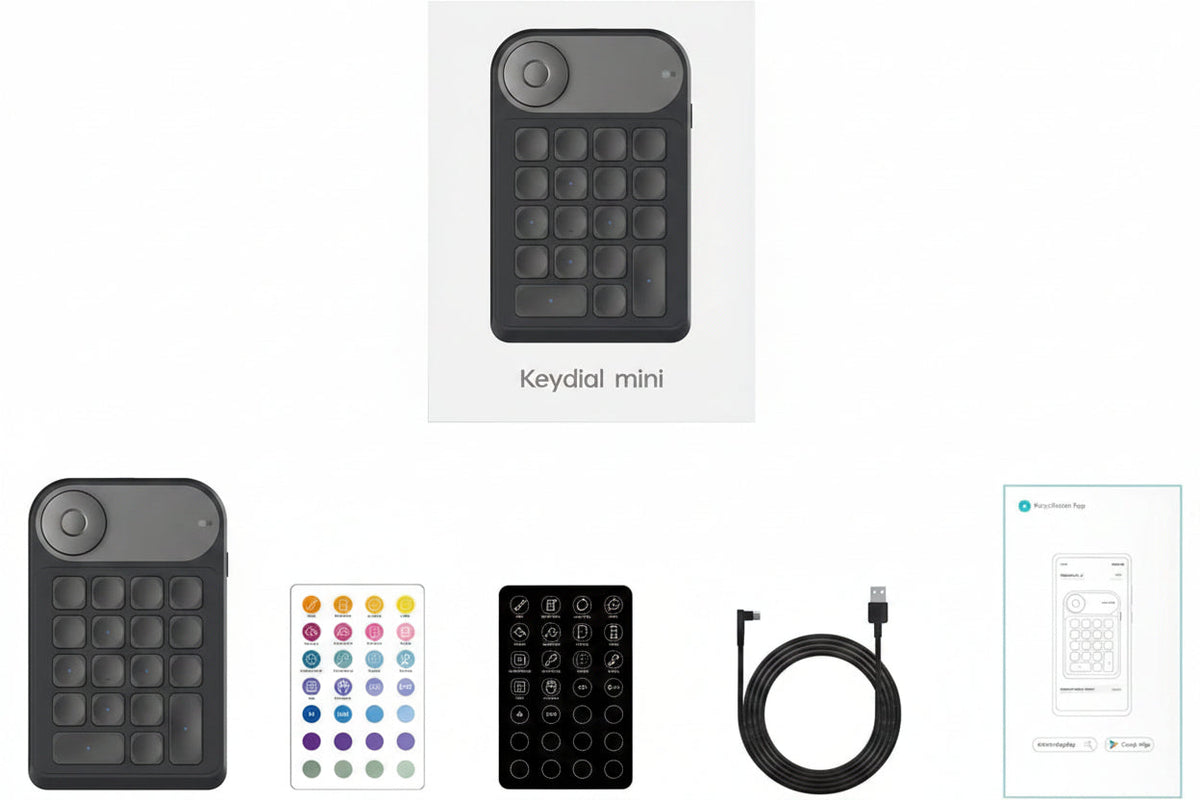 Keydial Mini Wireless Keyboard – Compact Bluetooth Keyboard with Multifunction Dial for Desktop, Tablet, Laptop and Creative Workspaces
