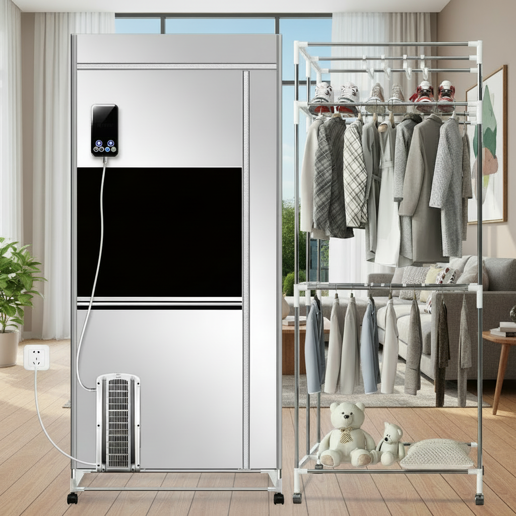 Portable Electric Clothes Dryer – 1600W Heated Garment Drying Machine with Timer for Travel, Apartments and Rainy Day Laundry