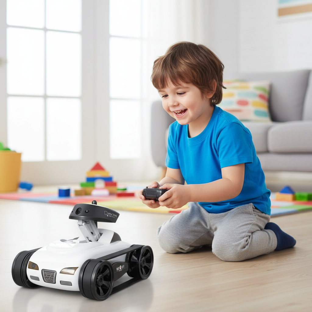 WiFi Remote Control Tank Toy – Four-Channel Tracked Camera Car with Real-Time Video Transmission for Kids Interactive Driving and Exploration