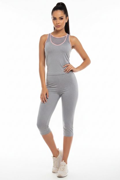 Sporty Two Piece Tracksuit Set – Halter V-Neck Tank Top with Stretch Crop Top for Casual Fitness, Travel and Everyday Comfort