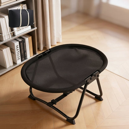 Foldable Elevated Pet Bed – Portable Breathable Mesh Cat and Dog Chair with Soft Flannel Cushion for Garden Outdoor and Travel
