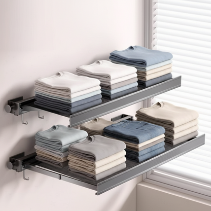 Retractable Wall Clothes Rack – Suction Cup Folding Drying Rack for Socks, Underwear and Balcony Space Saving Storage