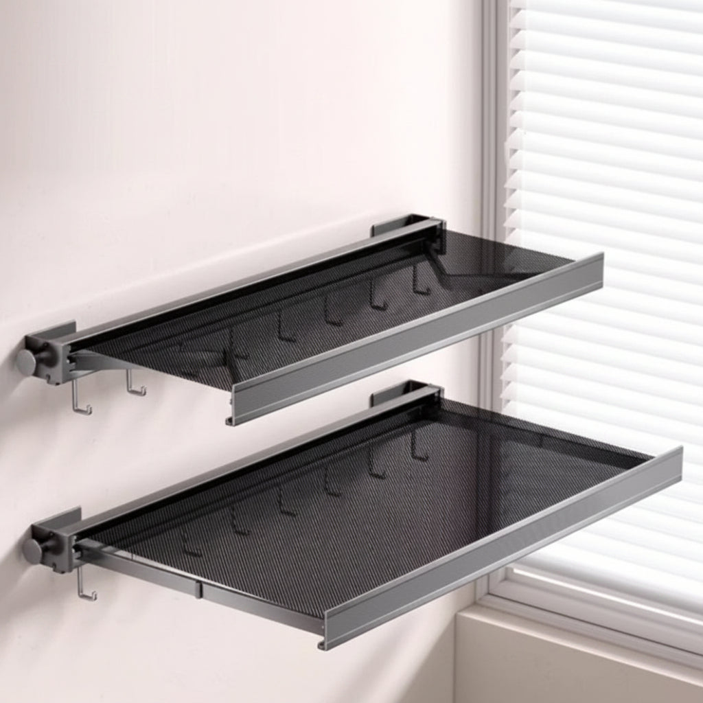 Retractable Wall Clothes Rack – Suction Cup Folding Drying Rack for Socks, Underwear and Balcony Space Saving Storage