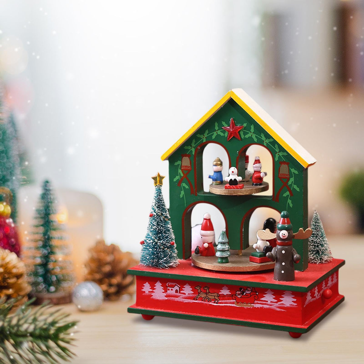 Christmas Collectible Music Box – Decorative Holiday Ornament with Festive Melody for Seasonal Home Display and Gift Giving