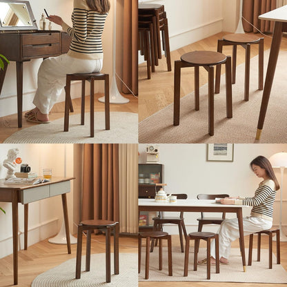Solid Wood Dining Table Stool – Modern Stackable Rubber Wood Chair for Dining Room, Kitchen and Living Space.