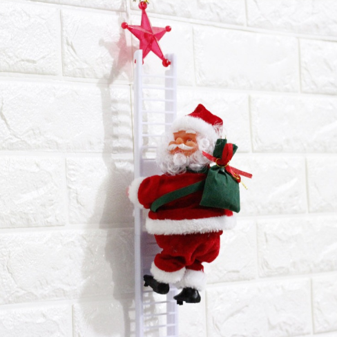 Climbing Santa Christmas Decoration – Musical LED Ladder Ornament for Christmas Trees and Holiday Displays