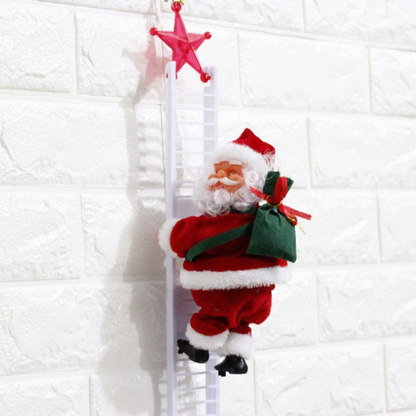 Climbing Santa Christmas Decoration – Musical LED Ladder Ornament for Christmas Trees and Holiday Displays