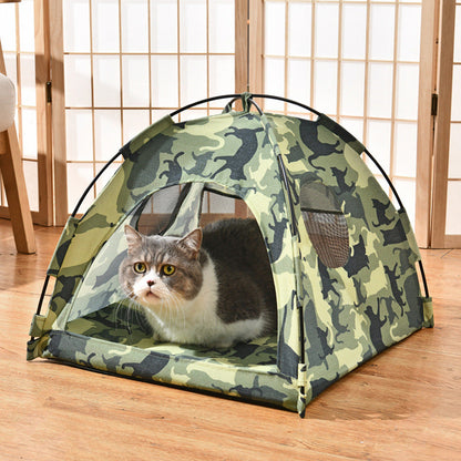 Foldable Cat House Tent – Portable Four-Season Pet Nest with Breathable Cooling Mat for Cats and Small Dogs Indoors or Outdoors