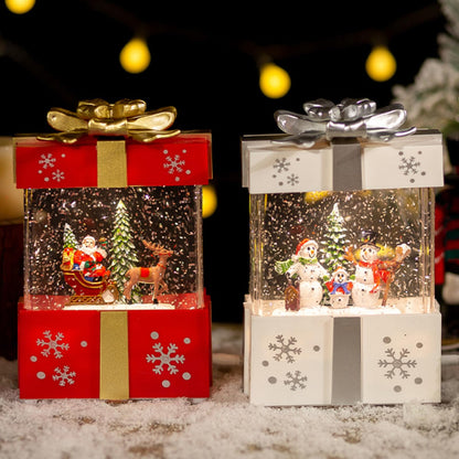 Christmas Musical Gift Box – Rotating Santa Village Decoration with Music for Holiday Tabletop Display and Festive Home Decor