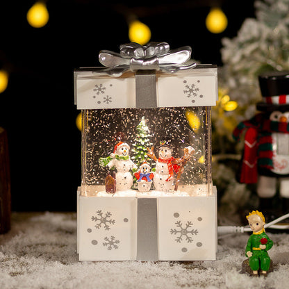 Christmas Musical Gift Box – Rotating Santa Village Decoration with Music for Holiday Tabletop Display and Festive Home Decor
