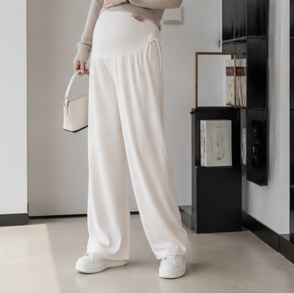Maternity Wide Leg Trousers – Comfortable Drawstring Pregnancy Pants for Casual Spring and Summer Everyday Wear