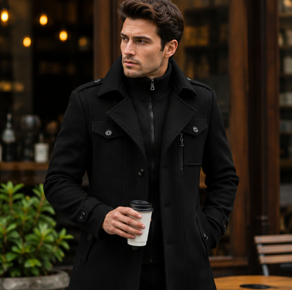 Men's Double Collar Jacket – Versatile Zip Button Coat for Casual Travel, Business and Everyday Layering