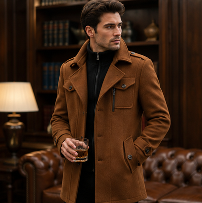 Men's Double Collar Jacket – Versatile Zip Button Coat for Casual Travel, Business and Everyday Layering